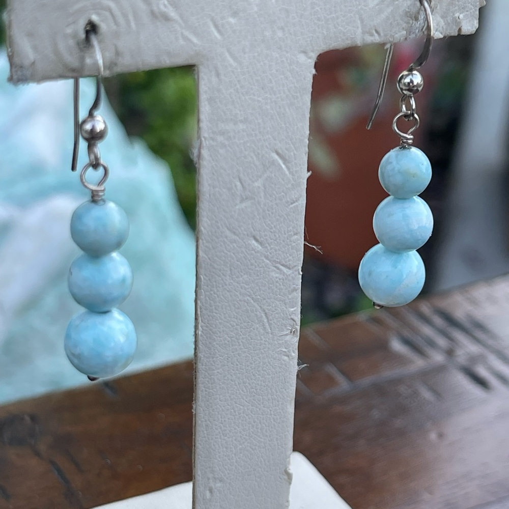 Jay King Larimar Stone beaded earrings - Picture 3 of 6
